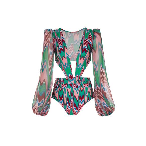 Patbo NWT Wave Tulle Cutout Bodysuit Size Small - Picture 2 of 6